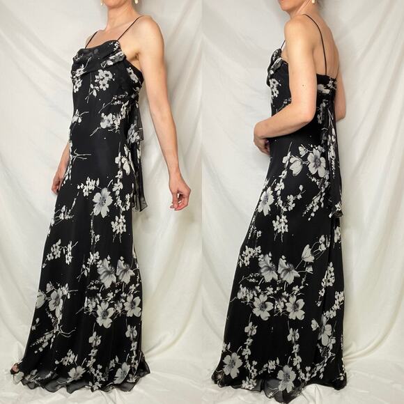 Cache prom dress vintage rhinestone beaded floral maxi gown cocktail formal S - Picture 13 of 17